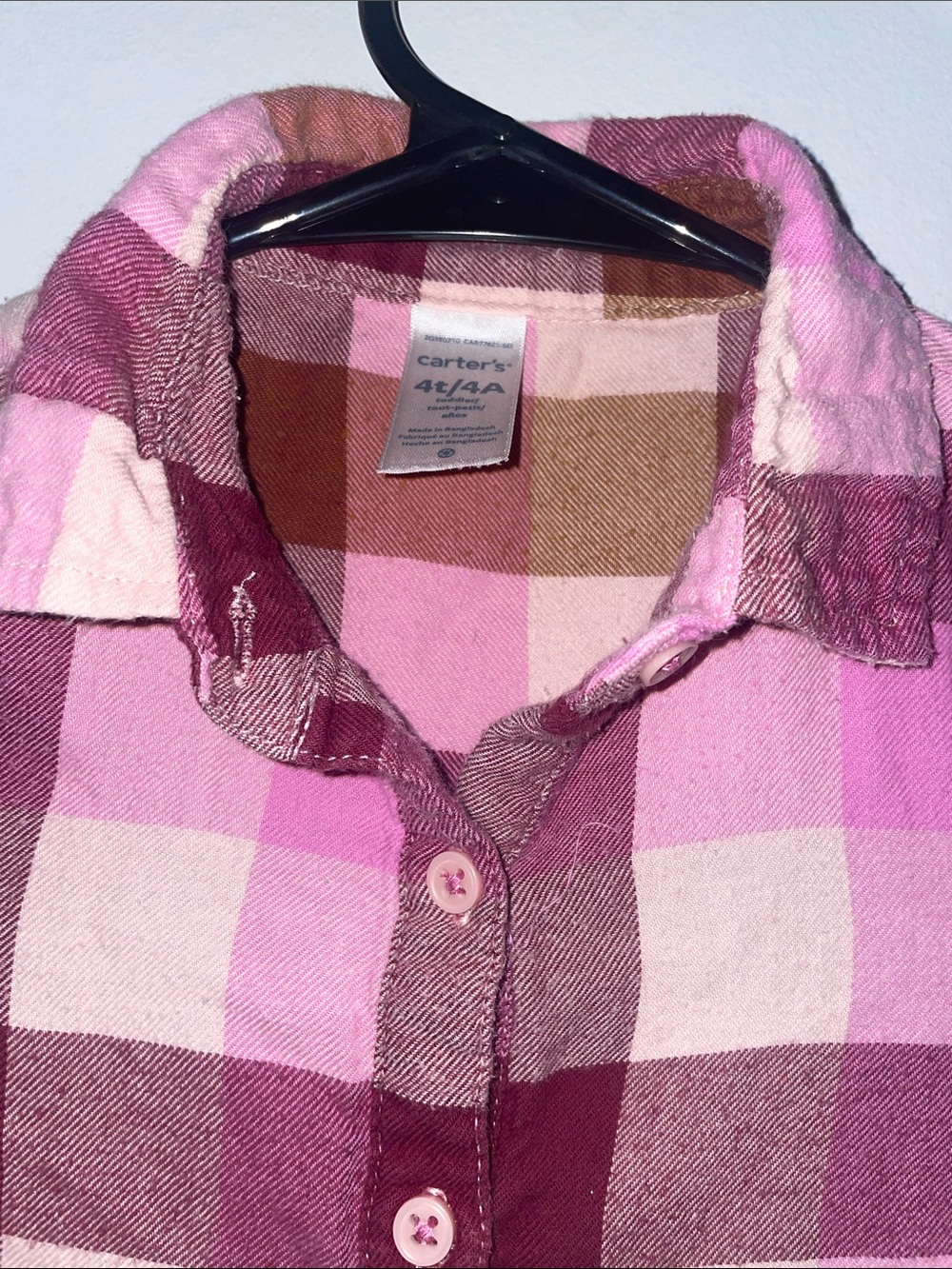 Carter's Pink Plaid Flannel Dress - Size 4T - Picture 4 of 6